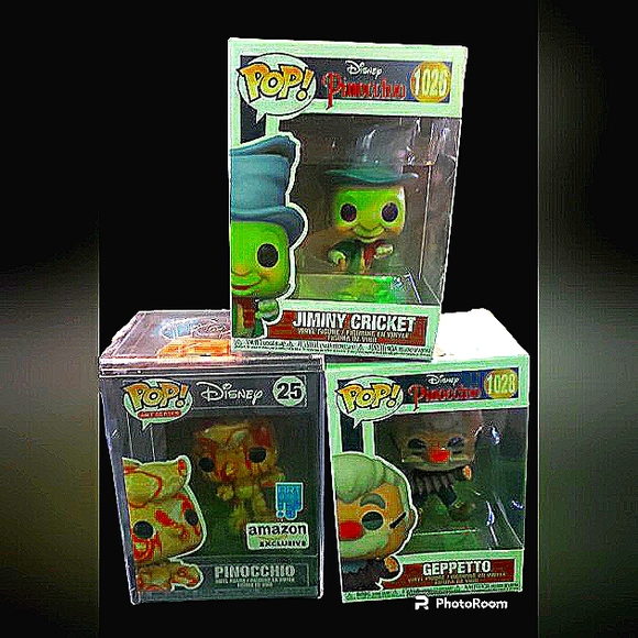 FUNKO  DISNEY LOT PINOCCHIO 25 JIMMY CRICKET 1026 GEPPETTO 1028 - Picture 1 of 4